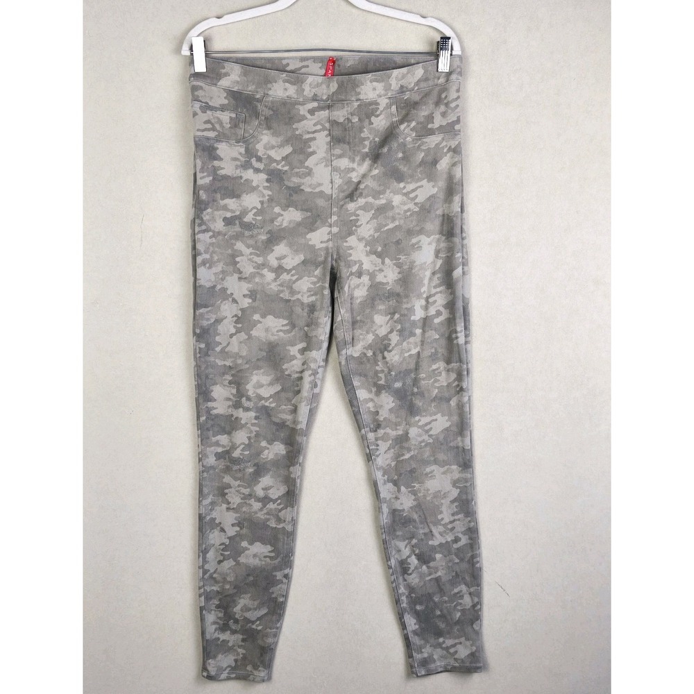 SPANX Camo‎ Pull On Skinny Pants Gray Stretch Shaping High Rise XL